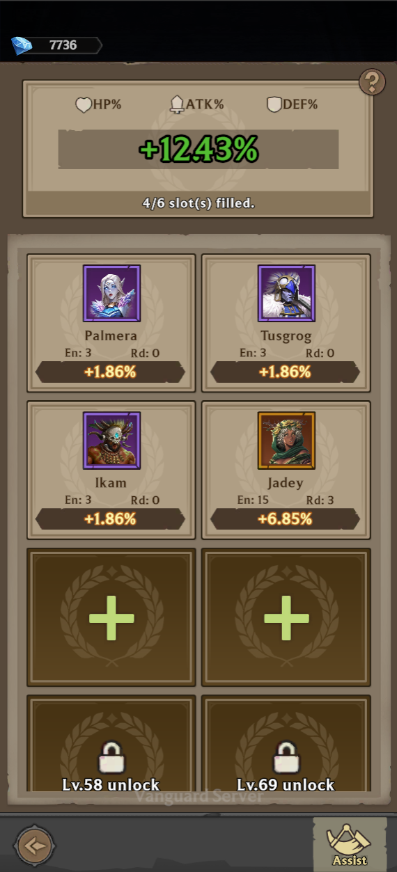 Assist slots and attribute bonus