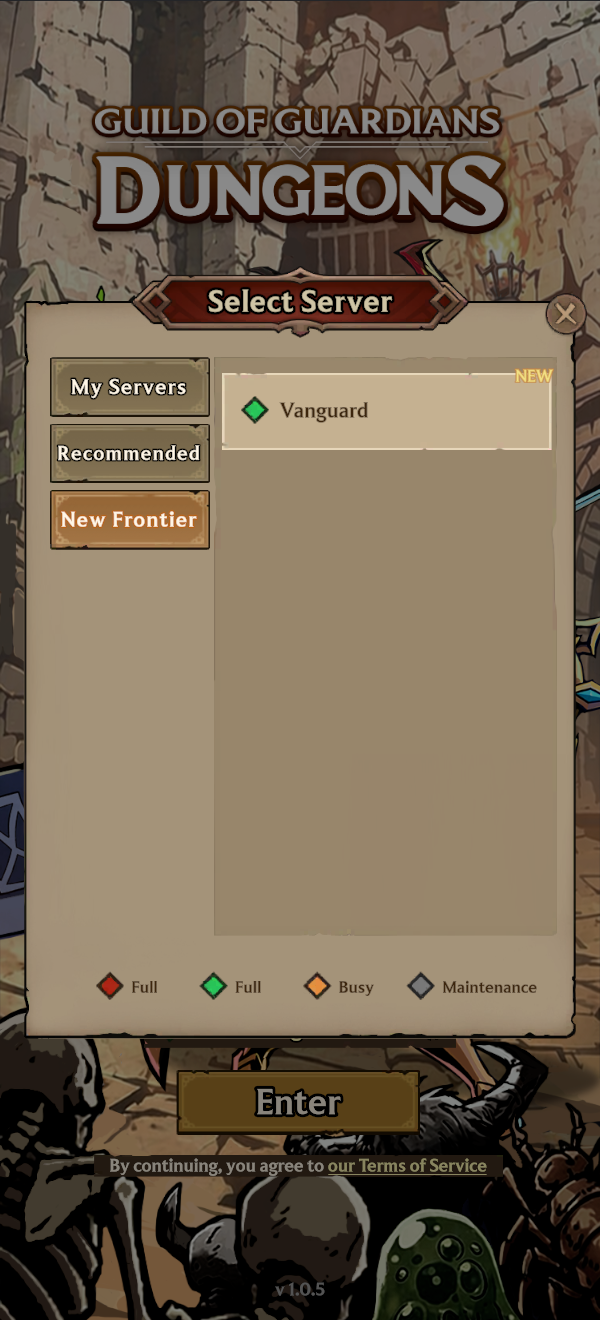 Vanguard Server selection screen